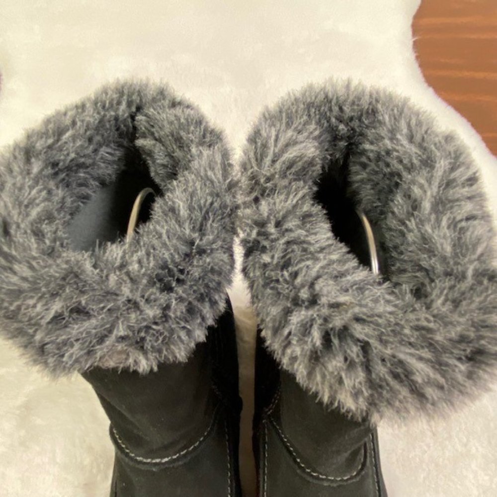 Studio Brilliant Women's Black Suede Faux Fur Trim Evonna WaterProof Boots‎ 7.5 - Picture 7 of 14